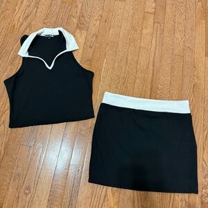 Fashion Nova Black and White Skirt Set — Size XL